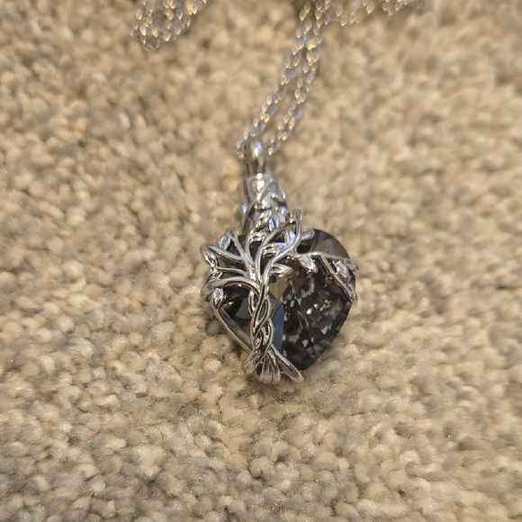 Jewelry - Heart Tree of Life Urn Necklace for Ashes Silver Stainless Steel Black Crystal